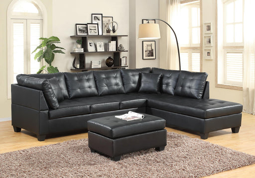 Papaver Black Sectional With Ottoman - Gate Furniture