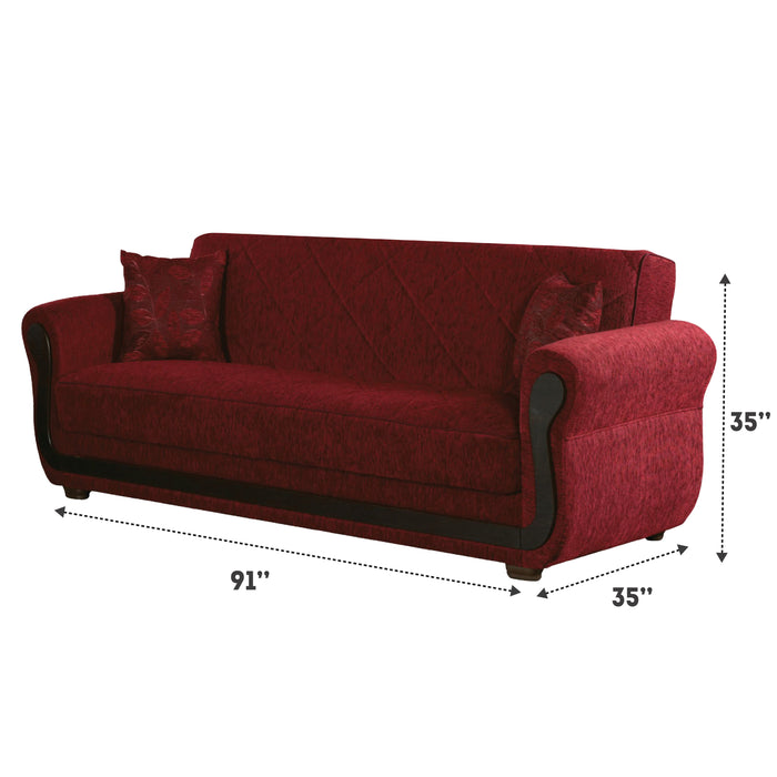 Parkave 91 in. Convertible Sleeper Sofa in Red with Storage - SB-PARKAVE - In Stock Furniture