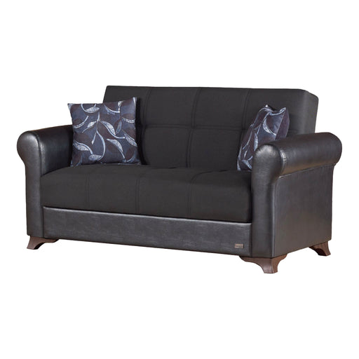 Passaic 61 in. Convertible Sleeper Loveseat in Black with Storage - LS-PASSAIC - In Stock Furniture