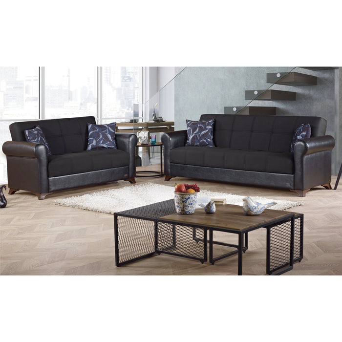 Passaic 61 in. Convertible Sleeper Loveseat in Black with Storage - LS-PASSAIC - In Stock Furniture