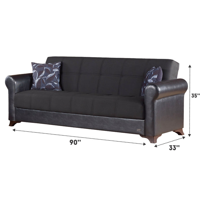 Passaic 90 in. Convertible Sleeper Sofa in Black with Storage - SB-PASSAIC - In Stock Furniture