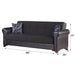 Passaic 90 in. Convertible Sleeper Sofa in Black with Storage - SB-PASSAIC - In Stock Furniture