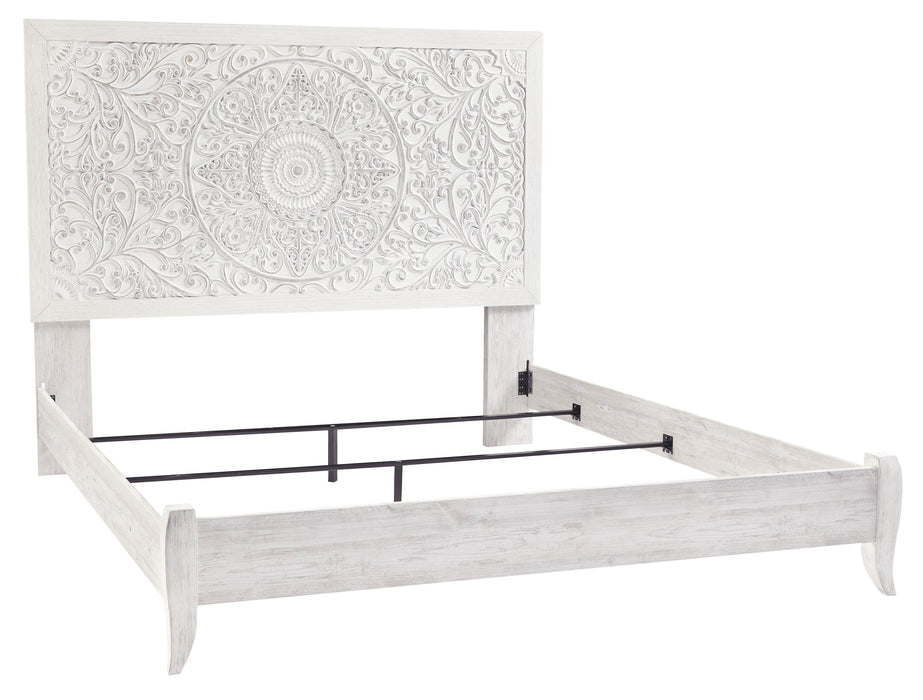 Paxberry Whitewash King Panel Bed - Gate Furniture