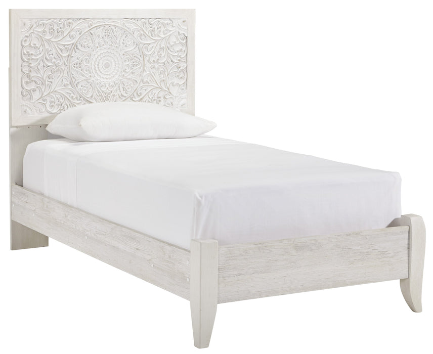 Paxberry Whitewash Twin Panel Bed - Gate Furniture