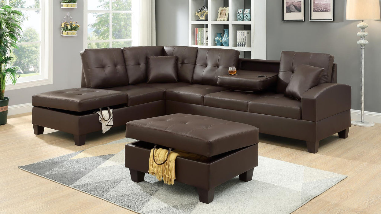 Picea Brown Sectional With Ottoman - Gate Furniture