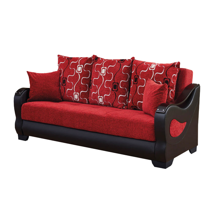 Pittsburgh 86 in. Convertible Sleeper Sofa in Red with Storage - SB-PITTSBURGH-RED - In Stock Furniture