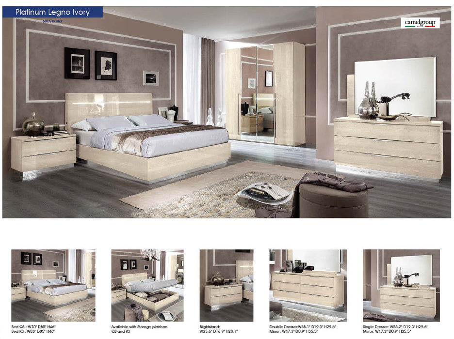 Platinum Legno Bed Ivory Betullia Sabbia Queen - In Stock Furniture