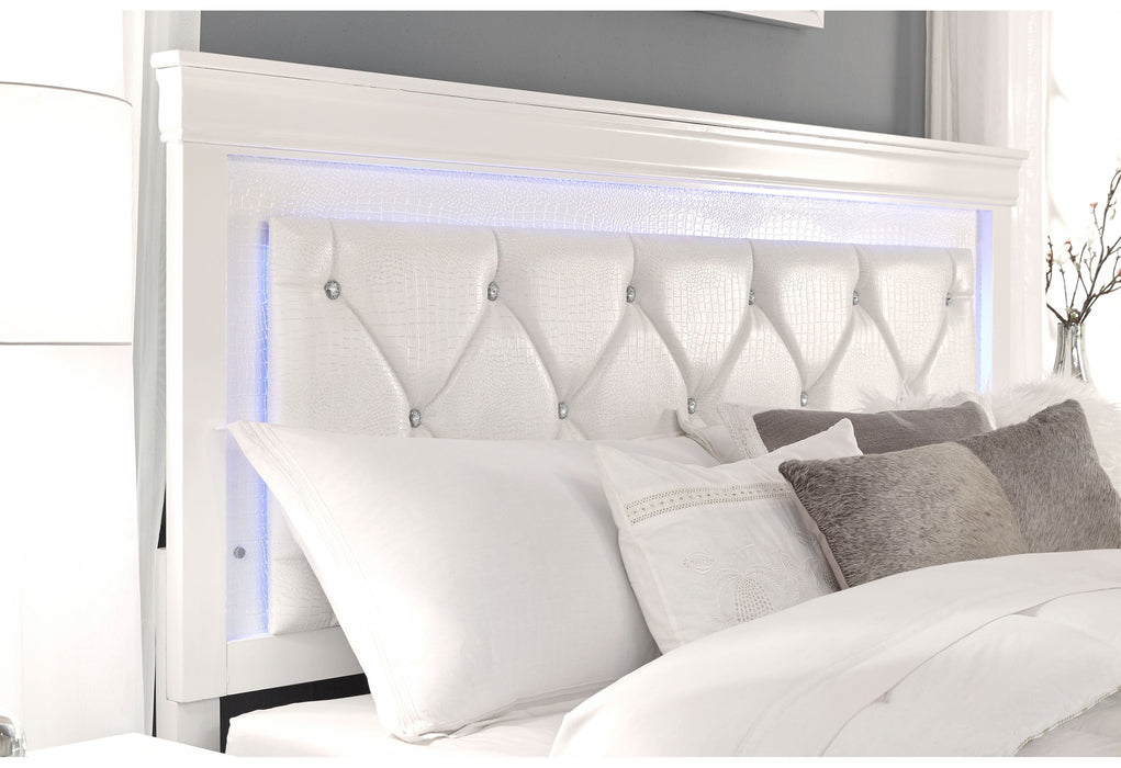 Pompei Metallic White Queen Bed Group With Led - POMPEI-WH-QBG - Gate Furniture