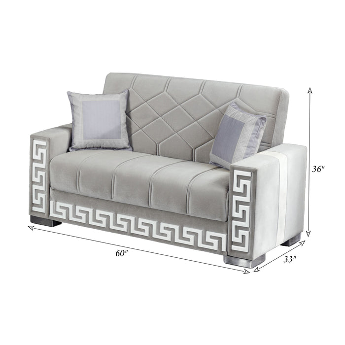 Queens 60 in. Convertible Sleeper Loveseat in Gray with Storage - LS-QUEENS-2022 - In Stock Furniture