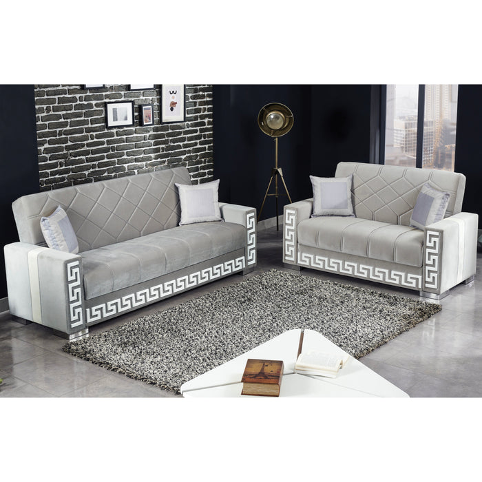 Queens 60 in. Convertible Sleeper Loveseat in Gray with Storage - LS-QUEENS-2022 - In Stock Furniture