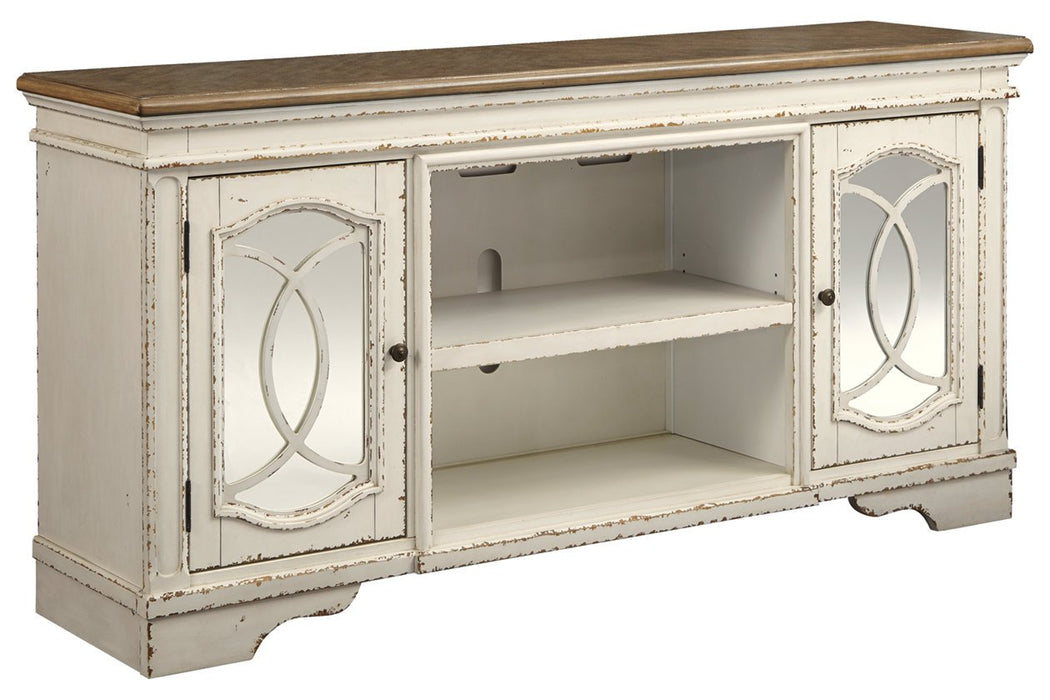 Realyn Chipped White 74" TV Stand - W743-68 - Gate Furniture