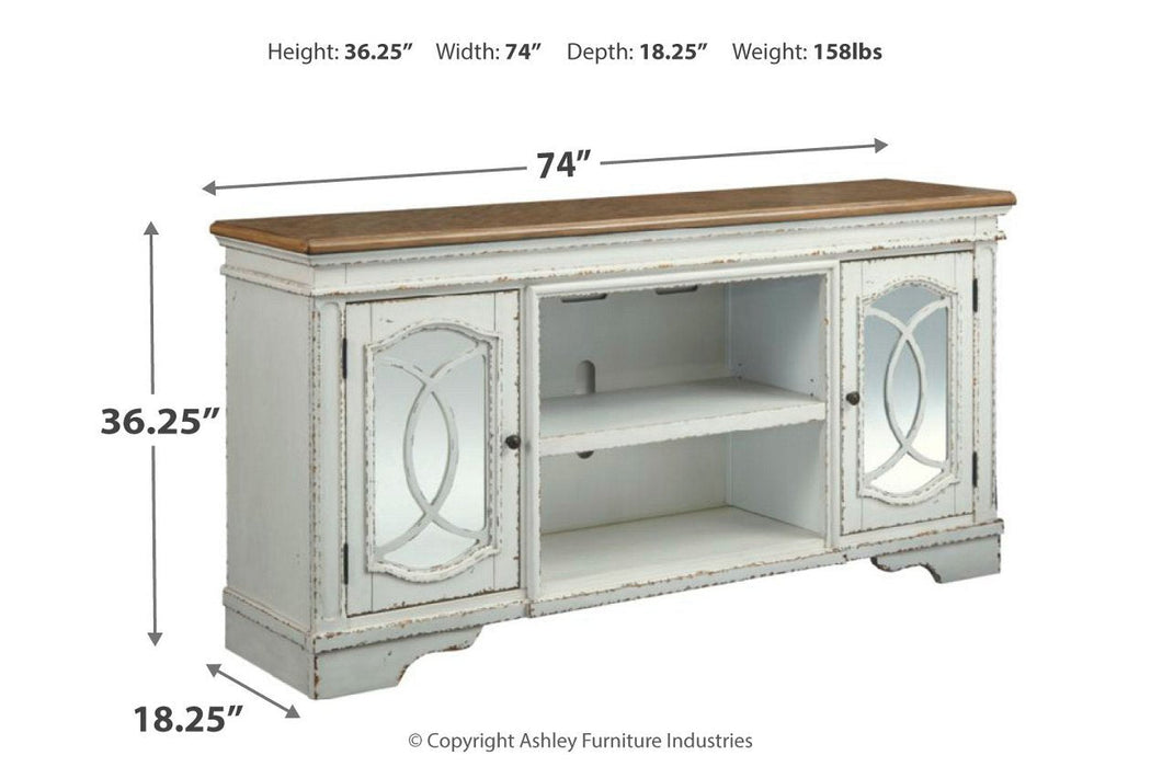 Realyn Chipped White 74" TV Stand - W743-68 - Gate Furniture