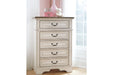 Realyn Chipped White Chest of Drawers - B743-45 - Gate Furniture