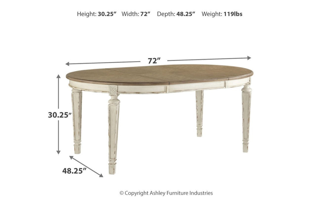 Realyn Chipped White Dining Extension Table - D743-35 - Gate Furniture