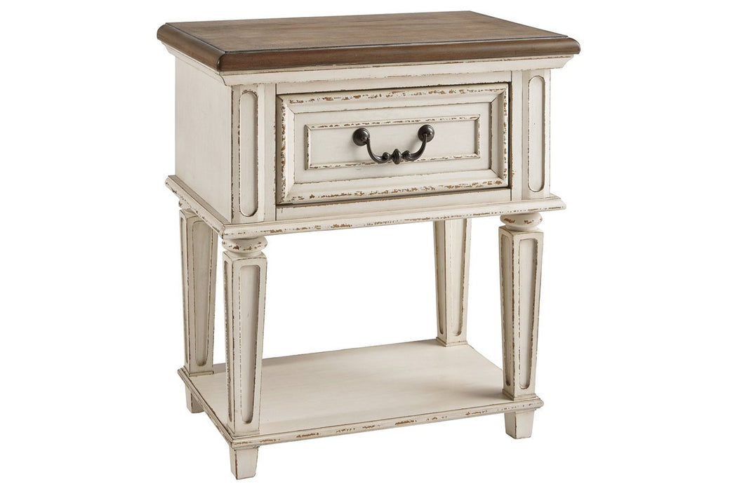 Realyn Chipped White Nightstand - B743-91 - Gate Furniture