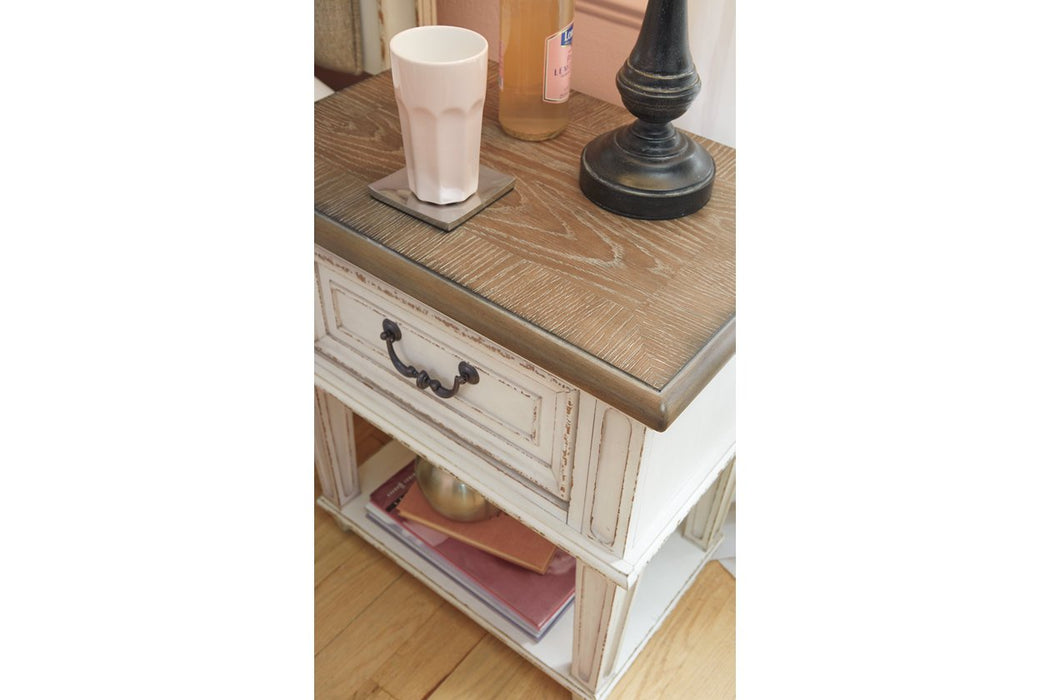 Realyn Chipped White Nightstand - B743-91 - Gate Furniture