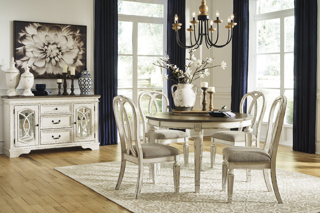 Realyn Chipped White Oval Dining Room Set - Gate Furniture