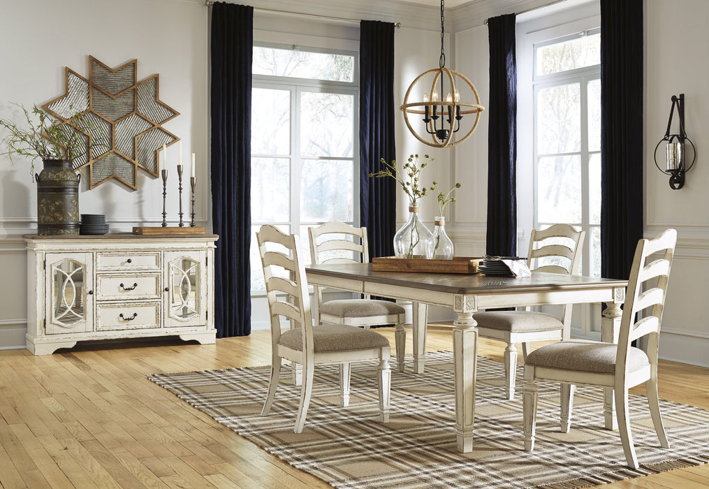 Realyn Chipped White Rectangular Dining Room Set - Gate Furniture