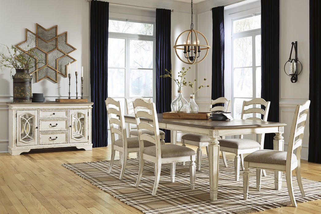 Realyn Chipped White Rectangular Dining Room Set - Gate Furniture