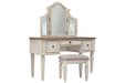 Realyn Two-tone Vanity and Mirror with Stool - B743-22 - Gate Furniture