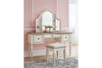 Realyn Two-tone Vanity and Mirror with Stool - B743-22 - Gate Furniture