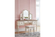 Realyn Two-tone Vanity and Mirror with Stool - B743-22 - Gate Furniture