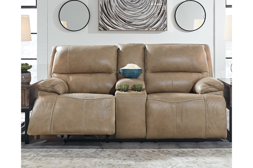 Ricmen Putty Power Reclining Loveseat with Console - U4370218 - Gate Furniture