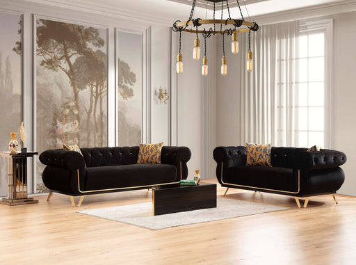 Rosy Black Velvet Sofa & Loveseat - Gate Furniture