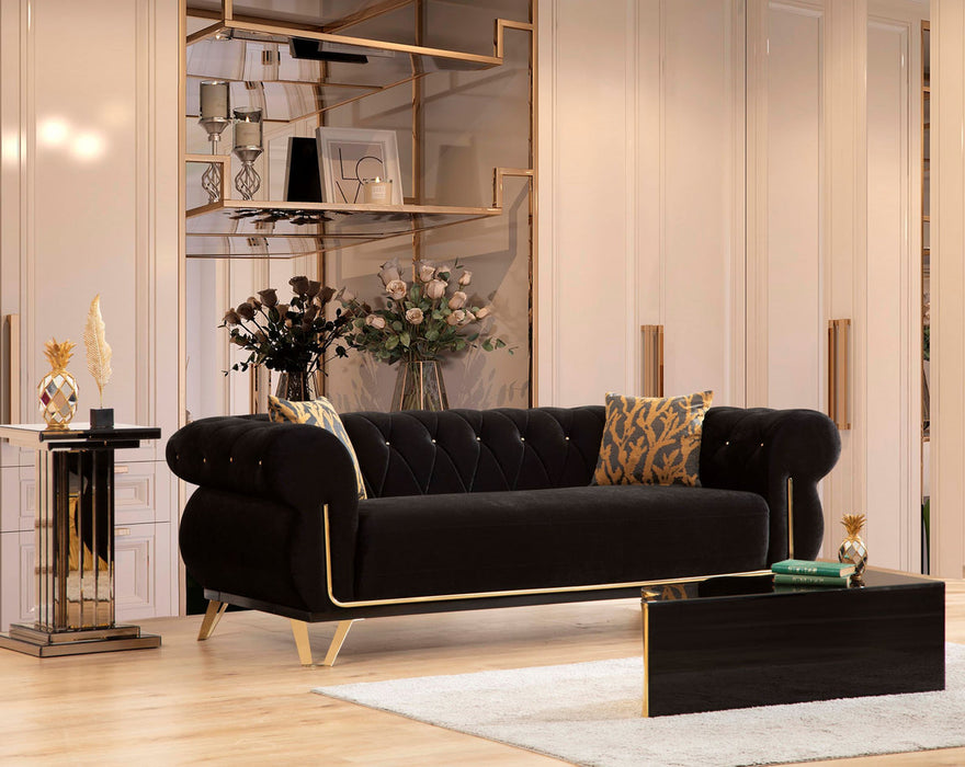 Rosy Black Velvet Sofa & Loveseat - Gate Furniture