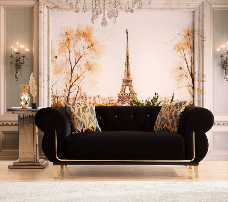 Rosy Black Velvet Sofa & Loveseat - Gate Furniture