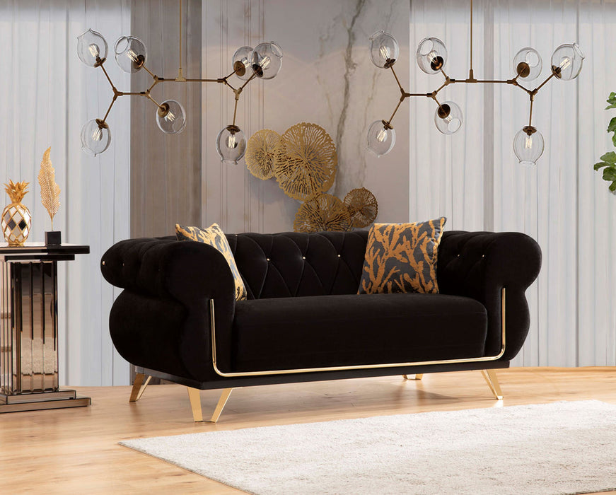 Rosy Black Velvet Sofa & Loveseat - Gate Furniture