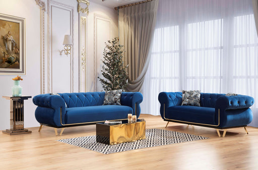 Rosy Navy Velvet Sofa & Loveseat - Gate Furniture