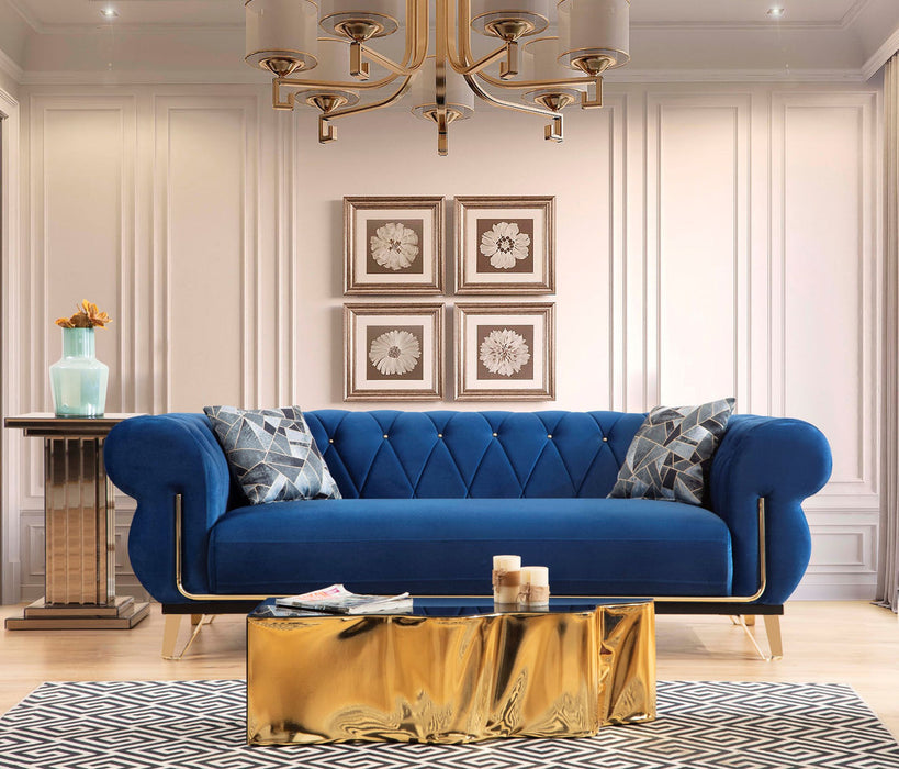 Rosy Navy Velvet Sofa & Loveseat - Gate Furniture