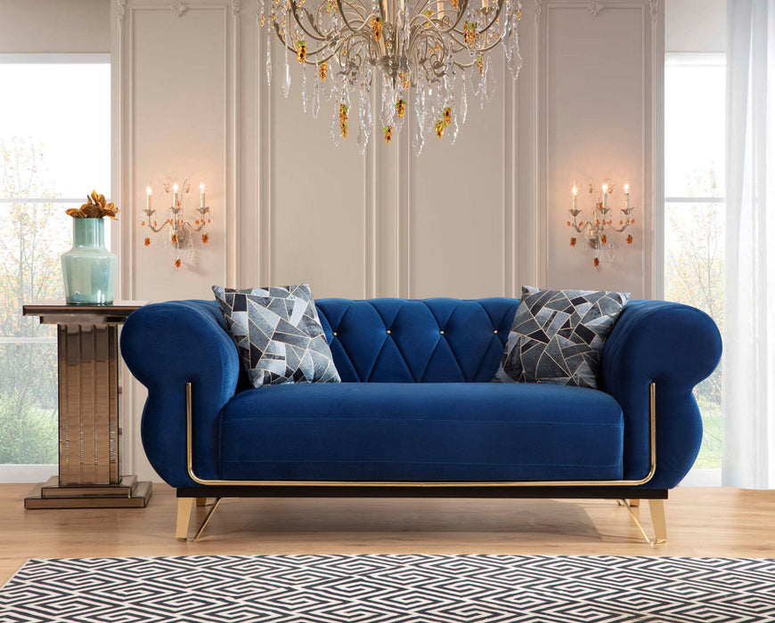 Rosy Navy Velvet Sofa & Loveseat - Gate Furniture