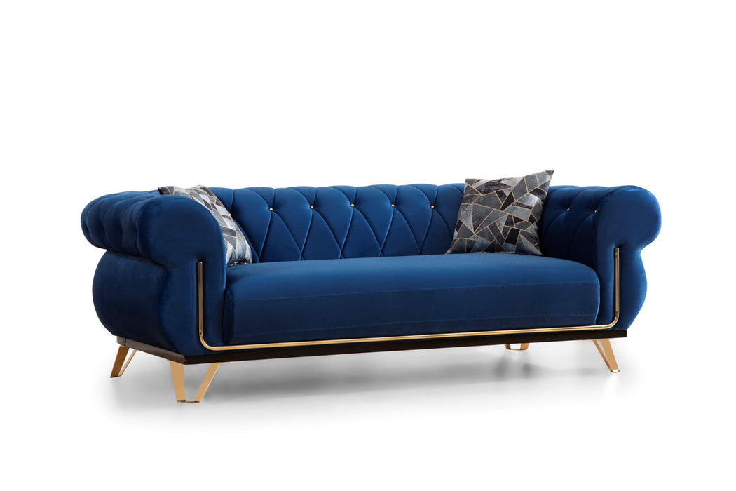 Rosy Navy Velvet Sofa & Loveseat - Gate Furniture