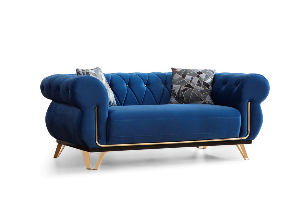 Rosy Navy Velvet Sofa & Loveseat - Gate Furniture