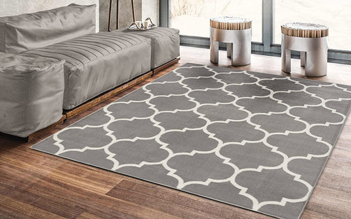 Royal Collection Contemporary Moroccan Trellis Design Area Rugs - Gray - RYL1323-5X7 - Gate Furniture