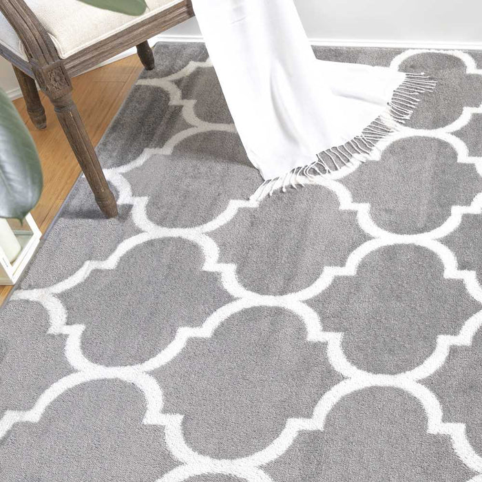 Royal Collection Contemporary Moroccan Trellis Design Area Rugs - Gray - RYL1323-5X7 - Gate Furniture