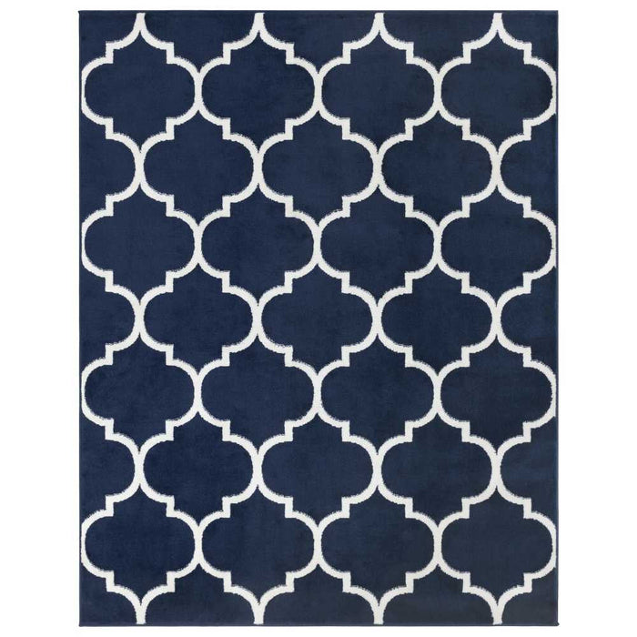 Royal Collection Contemporary Moroccan Trellis Design Area Rugs - Navy - RYL1324-5X7 - Gate Furniture