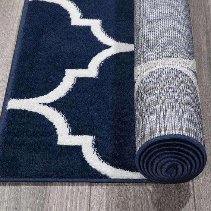 Royal Collection Contemporary Moroccan Trellis Design Area Rugs - Navy - RYL1324-5X7 - Gate Furniture