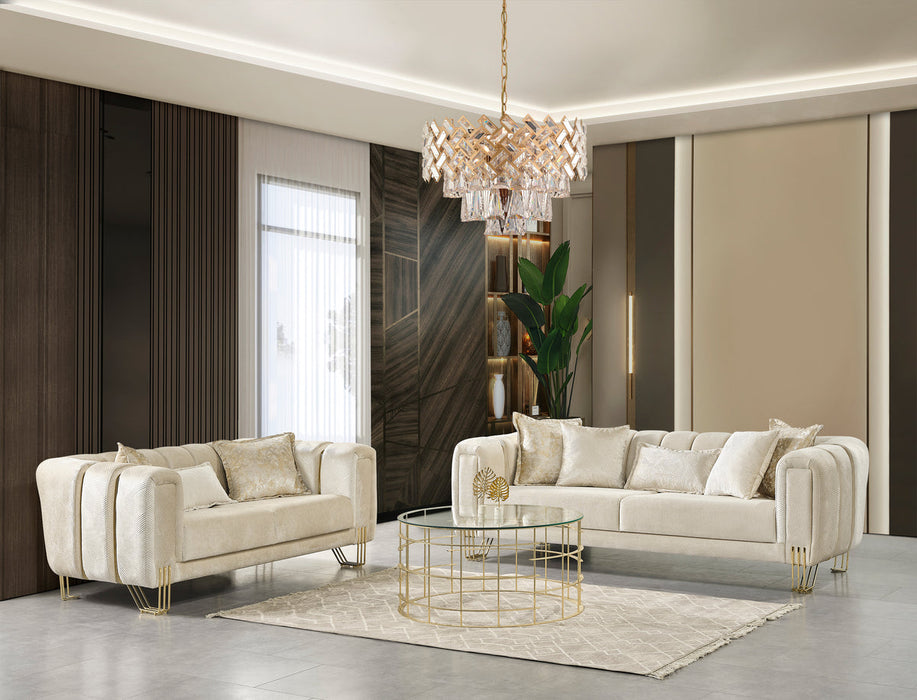 Santana Ivory Velvet Sofa & Loveseat - Gate Furniture