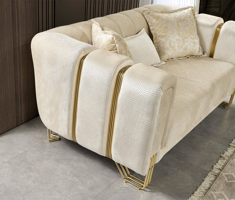 Santana Ivory Velvet Sofa & Loveseat - Gate Furniture