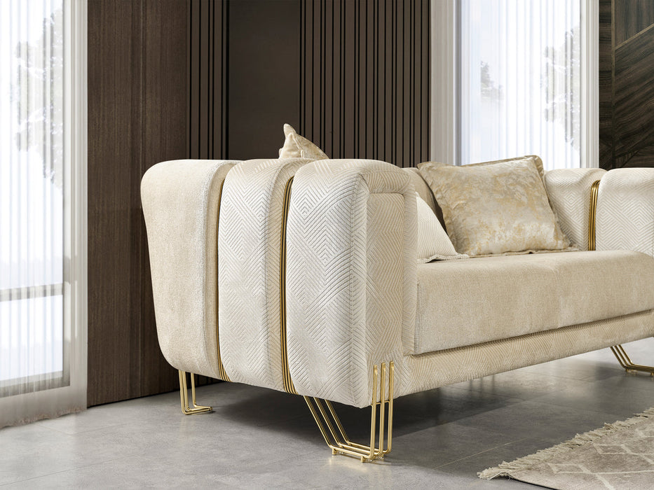 Santana Ivory Velvet Sofa & Loveseat - Gate Furniture