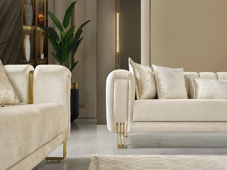 Santana Ivory Velvet Sofa & Loveseat - Gate Furniture