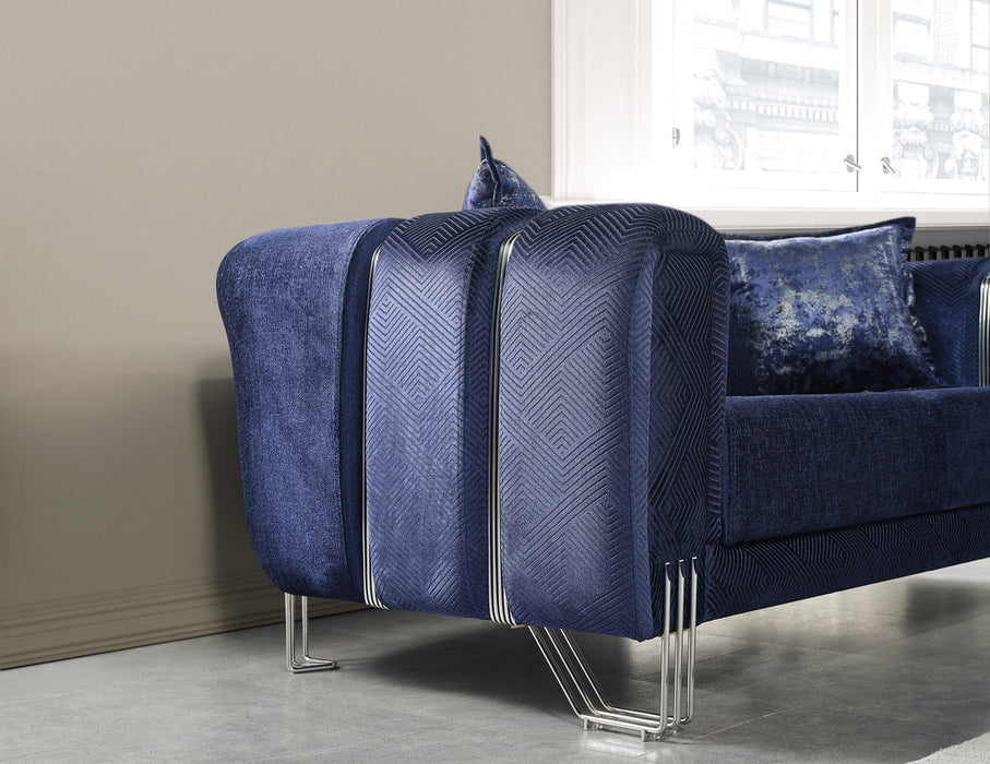 Santana Navy Velvet Sofa & Loveseat - Gate Furniture