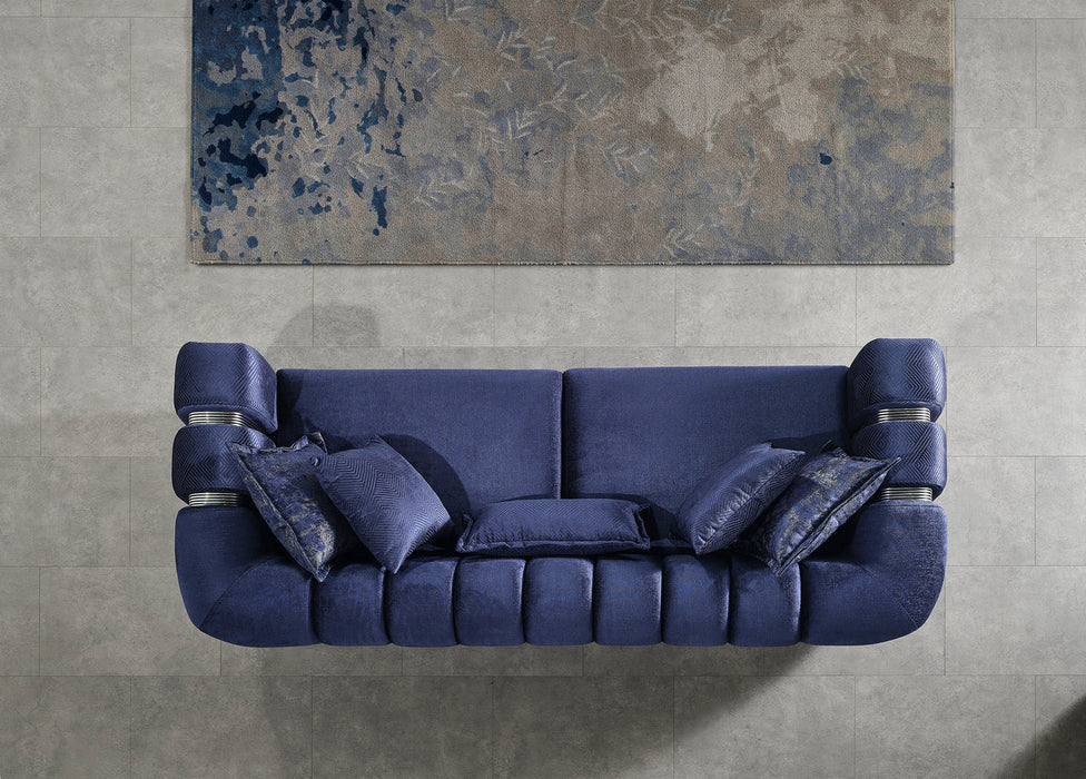 Santana Navy Velvet Sofa & Loveseat - Gate Furniture