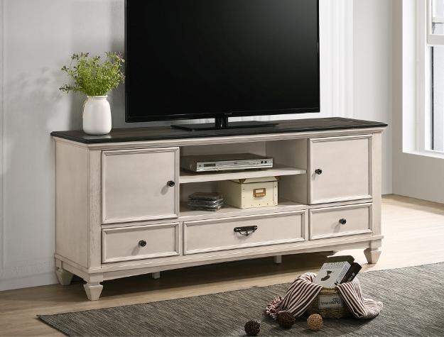 Saywer Antique 68" White/Brown TV Stand - B9100-7 - Gate Furniture