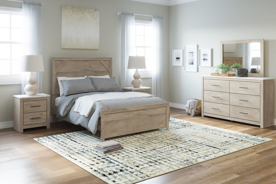 Senniberg Light Brown-White Full Panel Bed - Gate Furniture