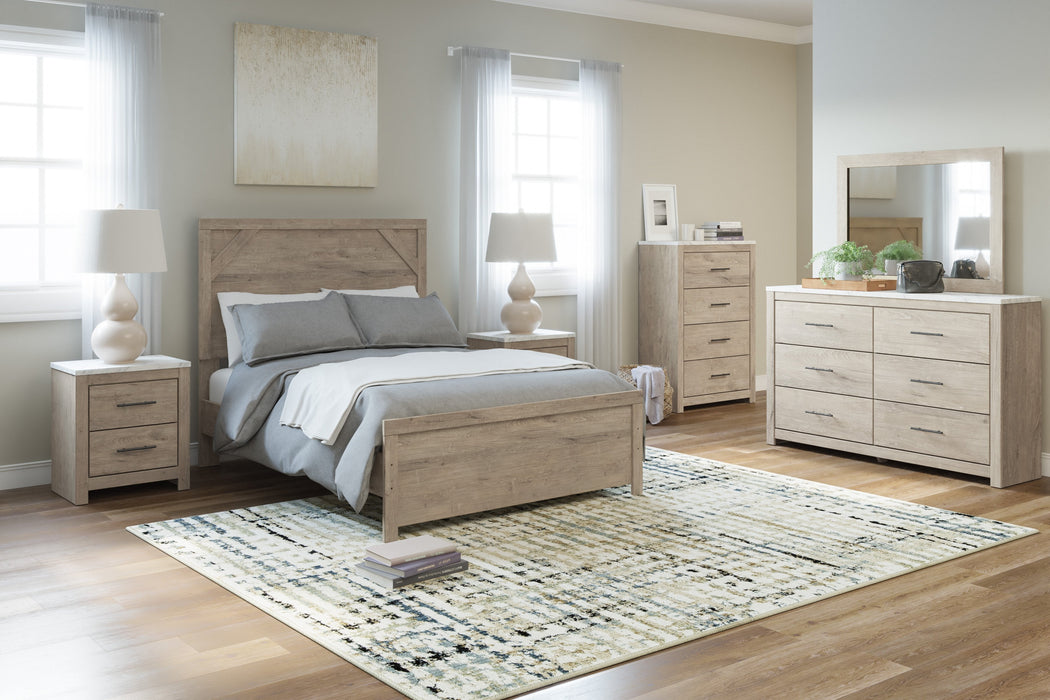 Senniberg Light Brown-White Full Panel Bed - Gate Furniture