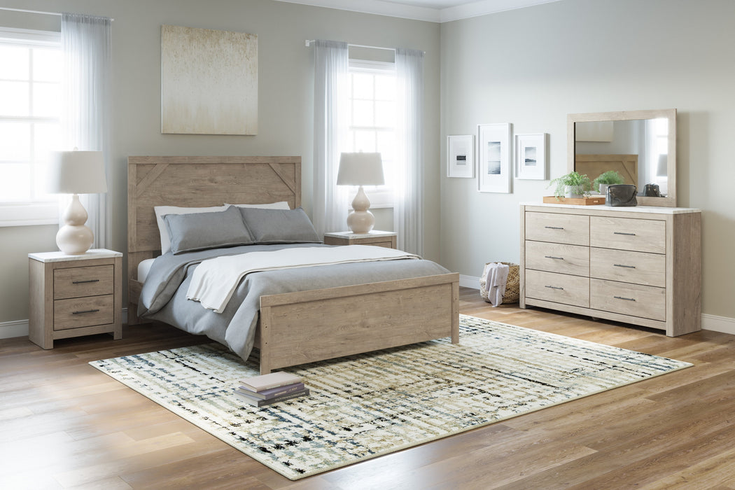 Senniberg Light Brown-White Queen Panel Bed - Gate Furniture